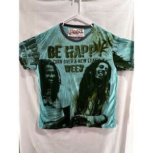 Bob Marley AOP Weed T-Shirt Size Large‎